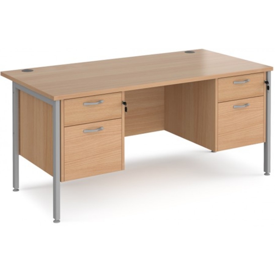 Maestro H Frame Straight Office Desk with 2x2 Drawer Pedestal